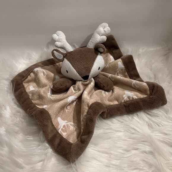 Levtex Baby Deer Infant Security Blanket Lovey Brown Tan White Antlers Buck - Picture 1 of 7